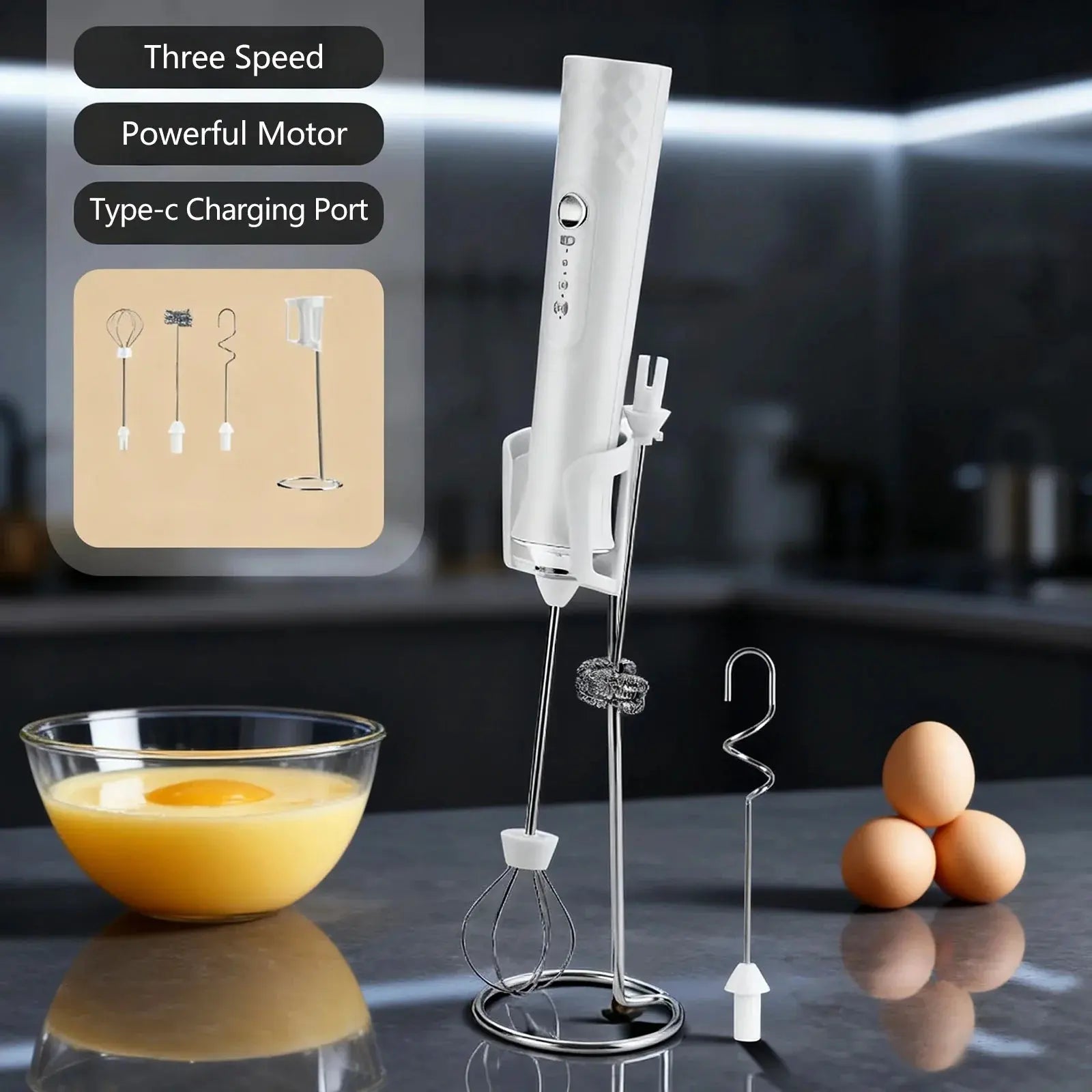 Milk Frother Wand Coffee Frother Handheld Foam Maker For Latte Rechargeable Electric Milk Hommart