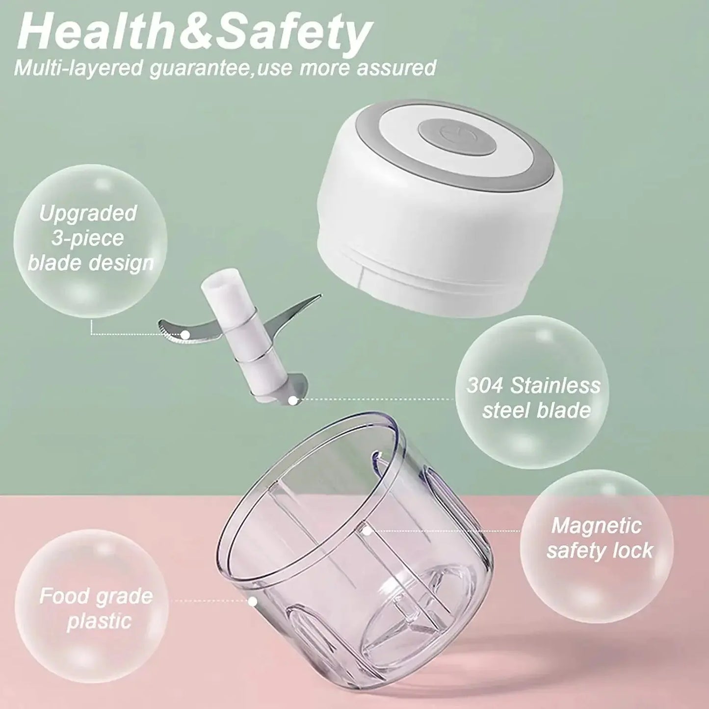 Electric Mini Garlic Chopper, 250ML Food Chopper Garlic Mincer USB, Hommart