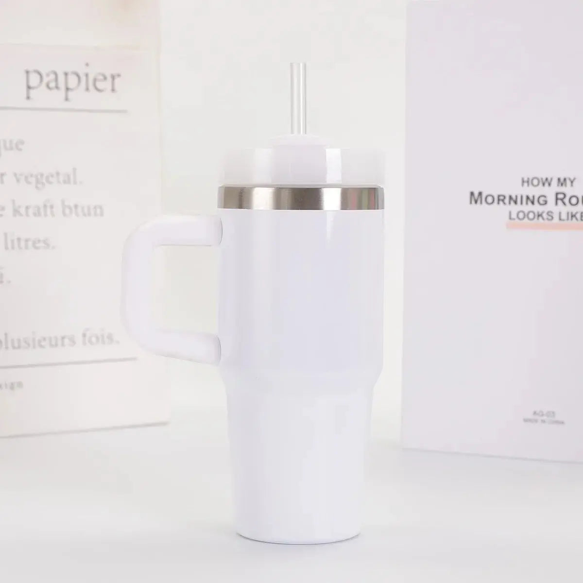 Car Mug with Handle Double-layer Vacuum Coffee Cup Portable Sport Water Bottle Hommart