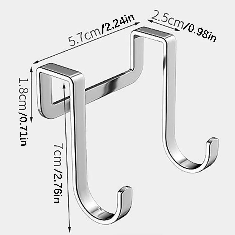 Stainless steel bedside cabinet door hook, student dormitory double hook, S-shaped hook, bathroom hanging clothes Hommart