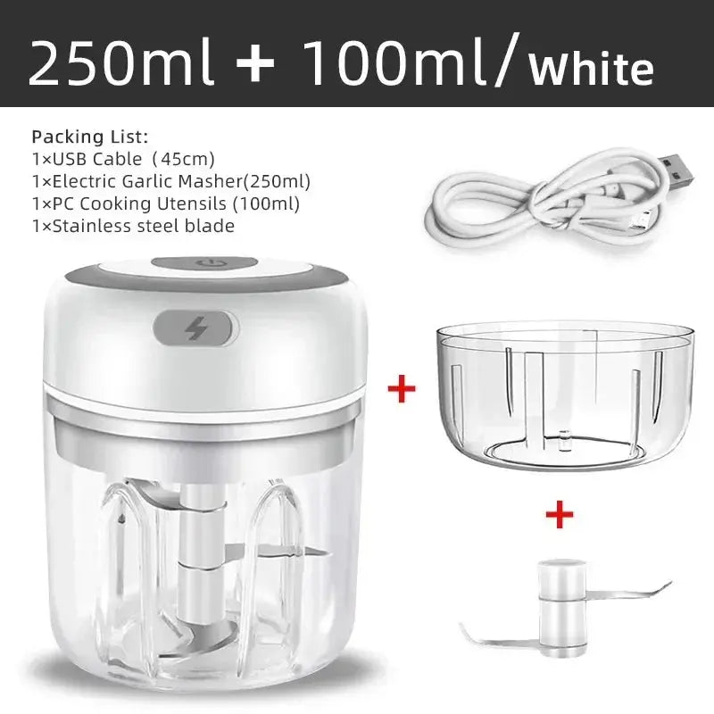 Electric Mini Garlic Chopper, 250ML Food Chopper Garlic Mincer USB, Hommart