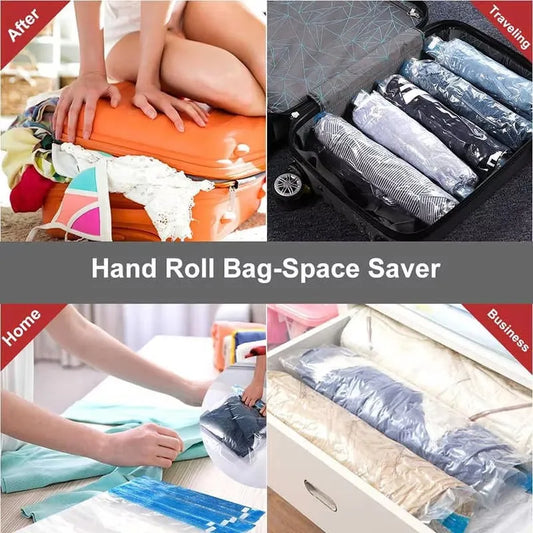 5 Pack Vacuum Compression Bags for Travel-Reusable Space Saving Storage