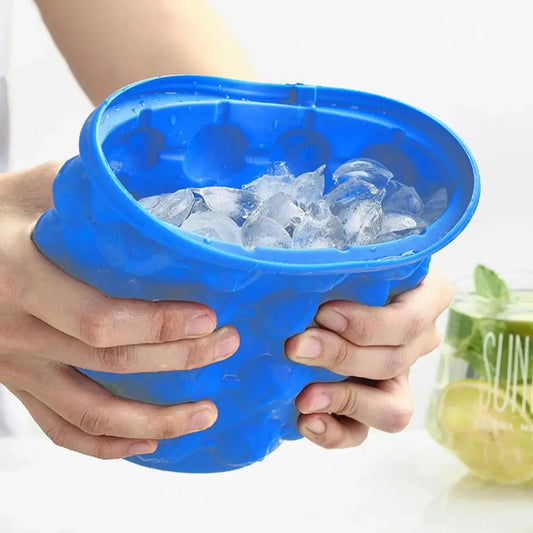 Silicone Ice Cube Genie Bucket – Easy Press Ice Maker with Storage Container Hommart