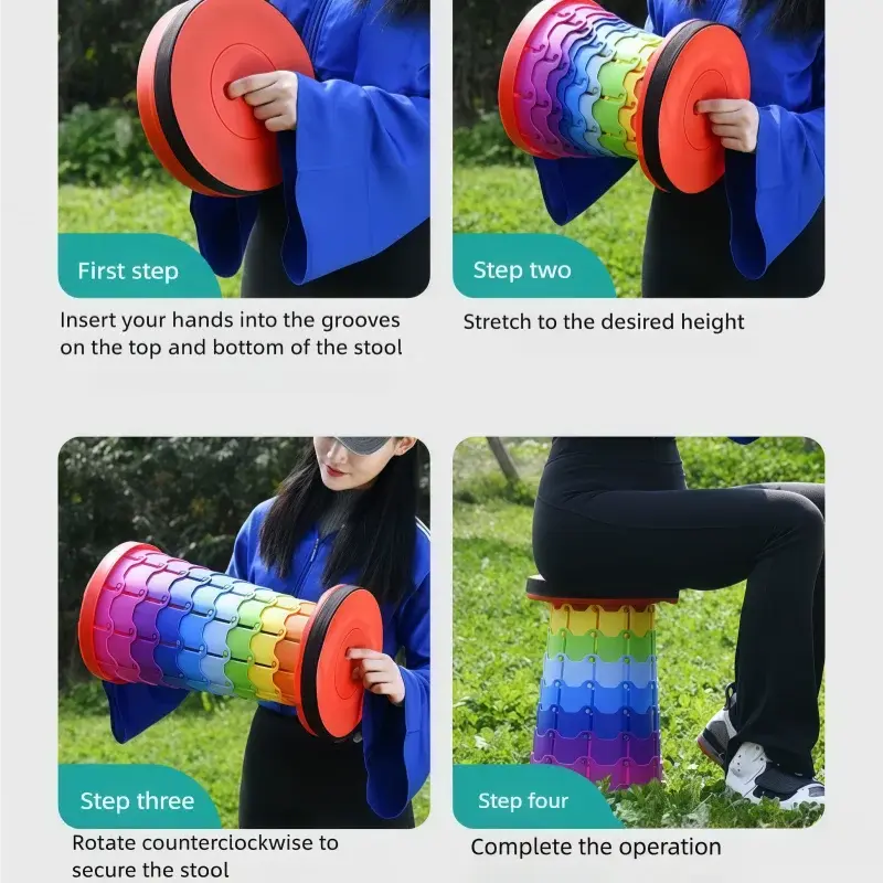 Rainbow Telescopic Stool Portable Small Stool Hommart