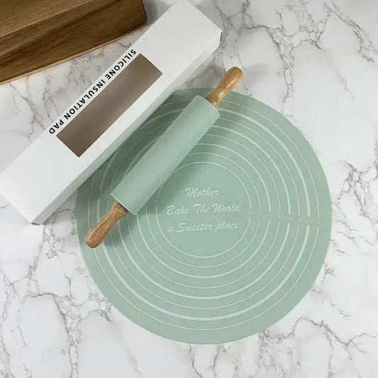 Baking Silicone Rolling Pin Set Silicone Kneading Mat Food Grade Non-Stick Dough Mat Hommart