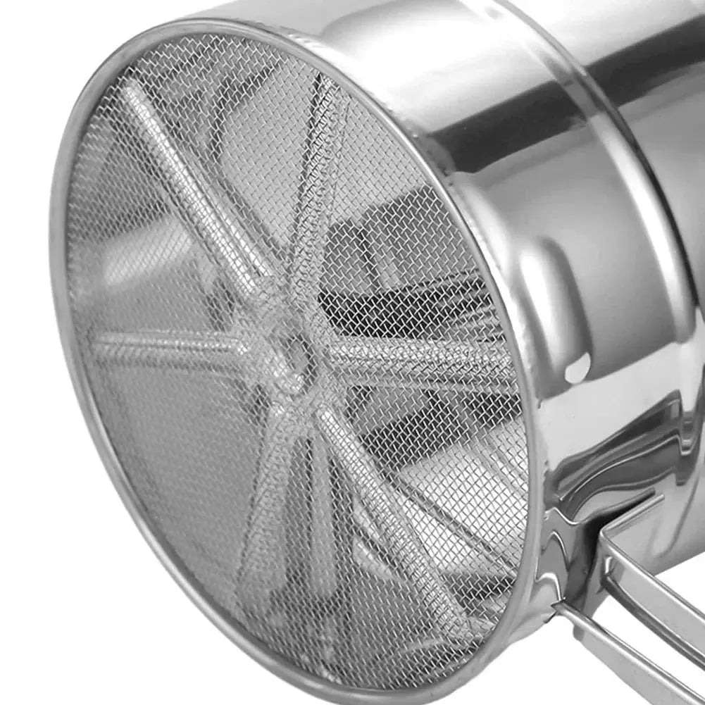 Stainless Steel Flour Sifter For Baking Powder Sugar Shaker With Hand Press Design Hommart