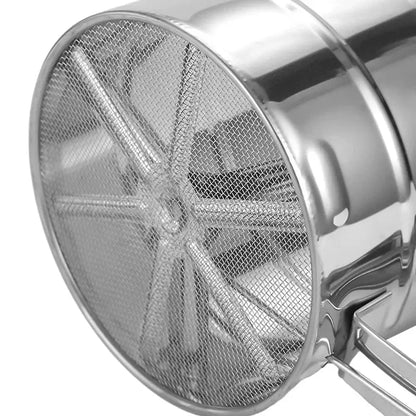 Stainless Steel Flour Sifter For Baking Powder Sugar Shaker With Hand Press Design Hommart