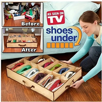 12-Grid Transparent Shoe Organizer Hommart