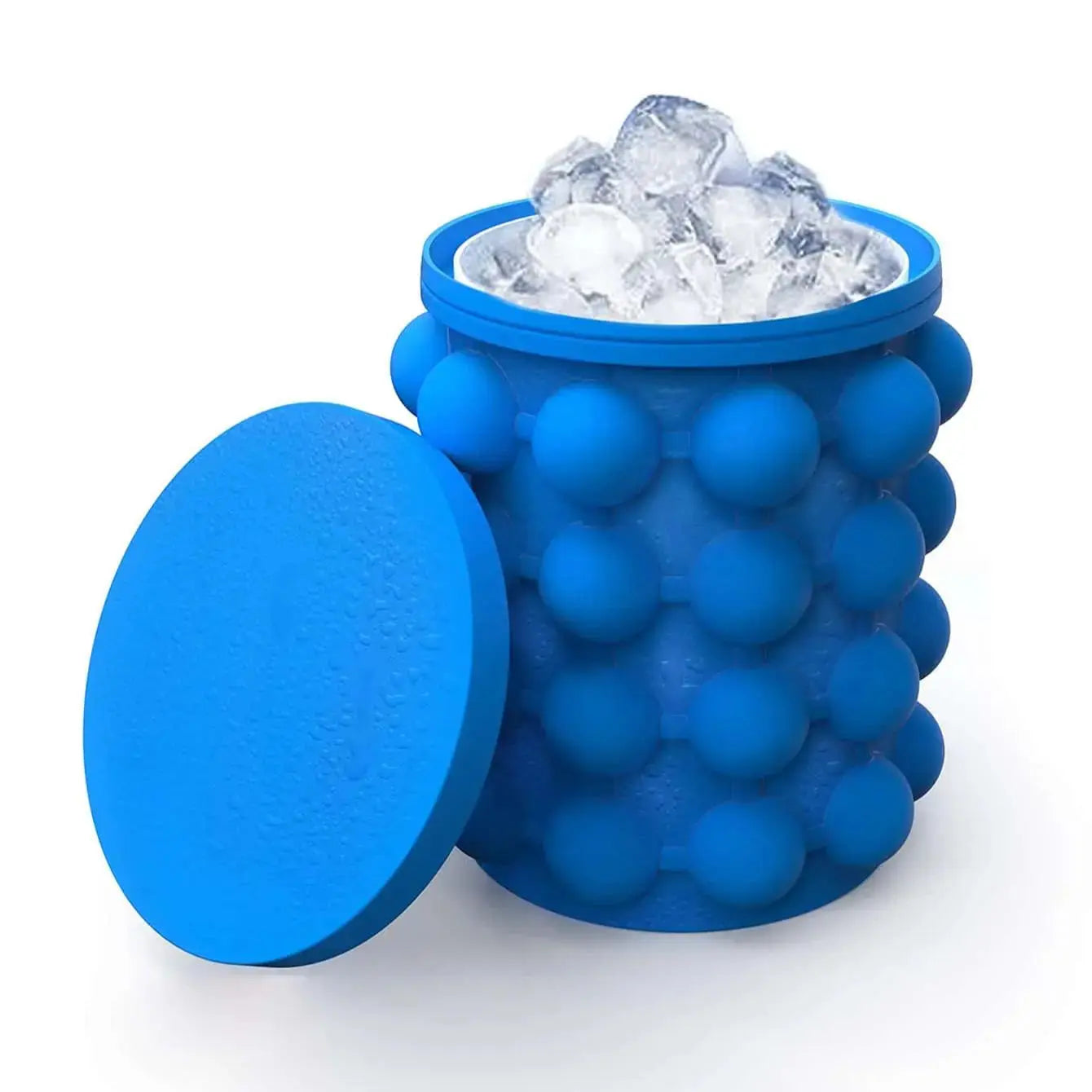 Silicone Ice Cube Genie Bucket – Easy Press Ice Maker with Storage Container Hommart