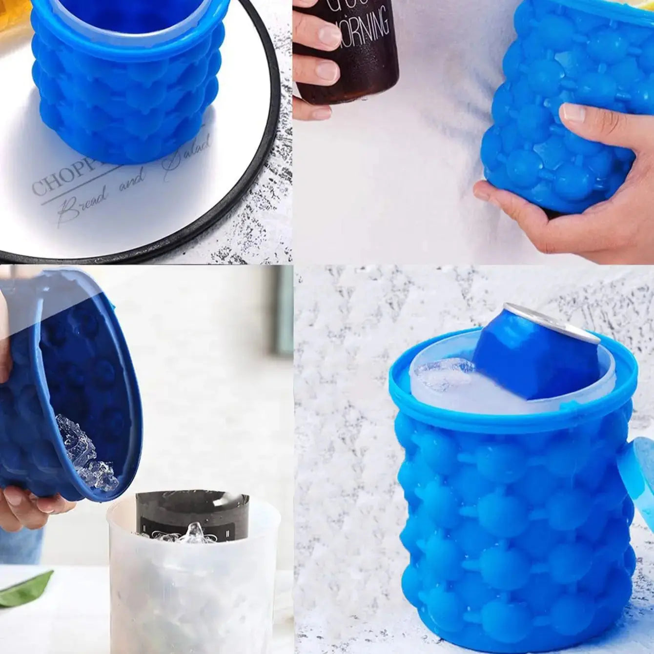 Silicone Ice Cube Genie Bucket – Easy Press Ice Maker with Storage Container Hommart