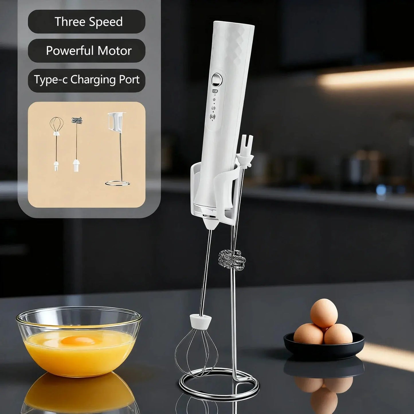 Milk Frother Wand Coffee Frother Handheld Foam Maker For Latte Rechargeable Electric Milk Hommart