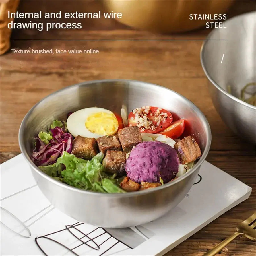 Stainless Steel Gold And Silver Salad Bowl Rice Noodles Lamian Noodles Bowl Hommart
