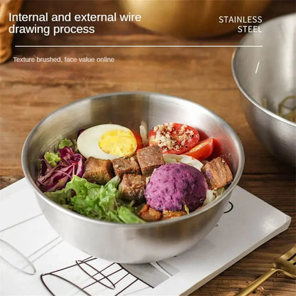 Stainless Steel Gold And Silver Salad Bowl Rice Noodles Lamian Noodles Bowl Hommart
