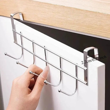 Stainless Multifunctional Towel Hanger Steel Door Hook Punch Free Storage Holder Hommart