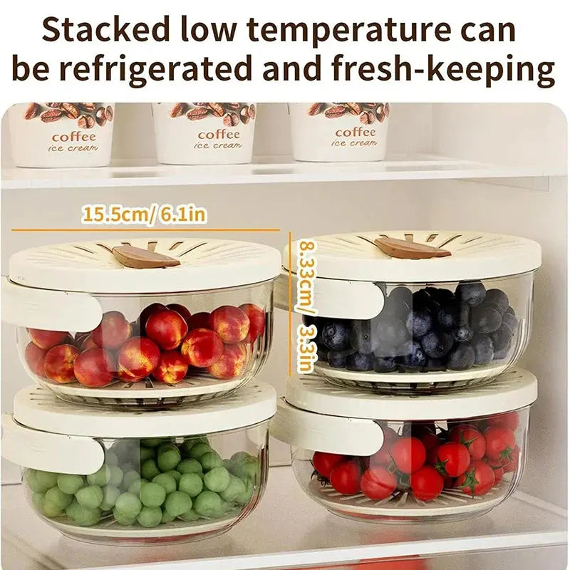 2-in-1 Rinse & Drain Bowl with Lid – Multi-Purpose Food Prep & Storage Container Hommart