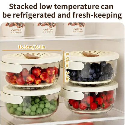2-in-1 Rinse & Drain Bowl with Lid – Multi-Purpose Food Prep & Storage Container Hommart