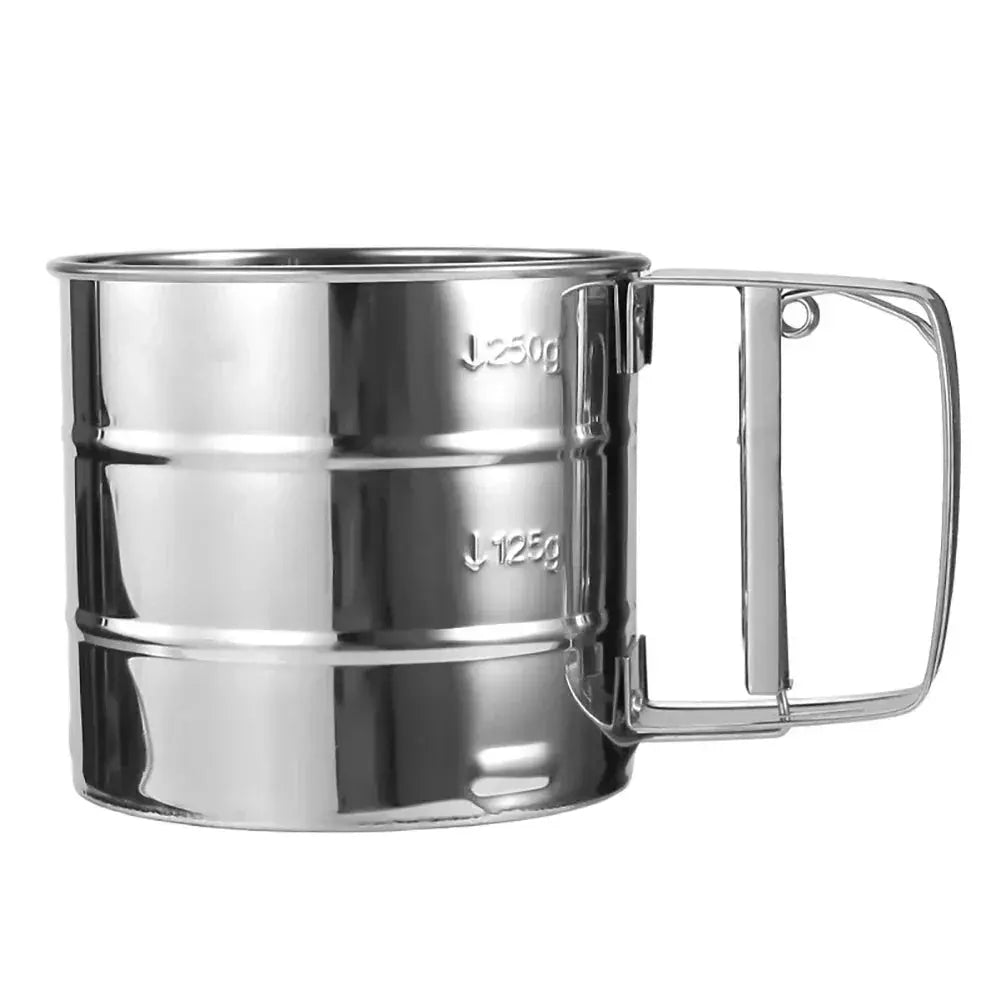 Stainless Steel Flour Sifter For Baking Powder Sugar Shaker With Hand Press Design Hommart