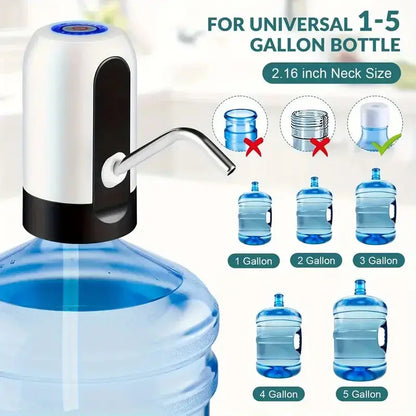 USB Rechargeable Electric Water Bottle Pump Automatic Drinking Water Dispenser with Power Switch Hommart