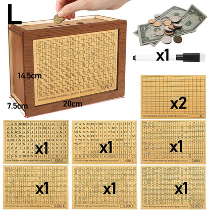 Euro Money Box Piggy Bank Wood Money Bank Reusable Money Box