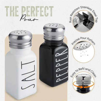 2pc Salt and Pepper and Condiment Storage Container Shakers Set Hommart