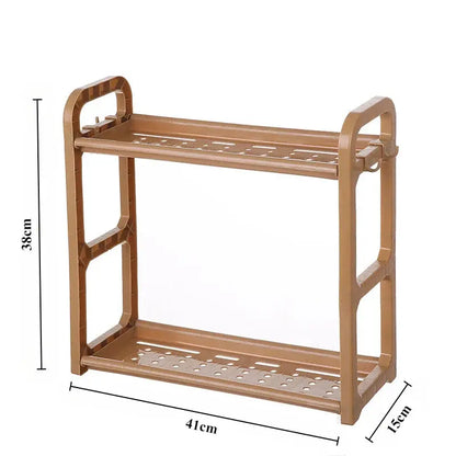 Kitchen Organizer Shelf Double-Deck Household Plastic Portable Small Size Storages Rack Hommart