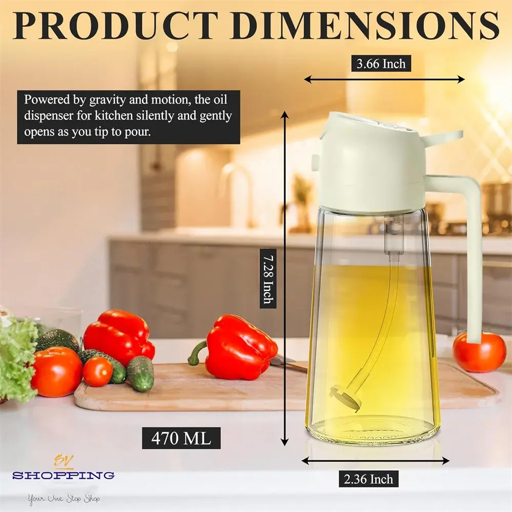 2 in 1 Oil Dispenser-Oil Sprayer,Oil Sprayer for Cooking,Food-grade 470ML Hommart