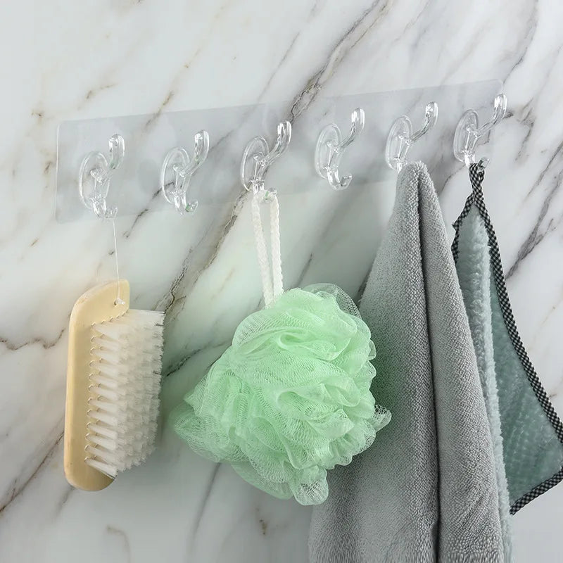 Transparent Strong Self Adhesive Hook Nail-free Wall Hook Kitchen Bathroom