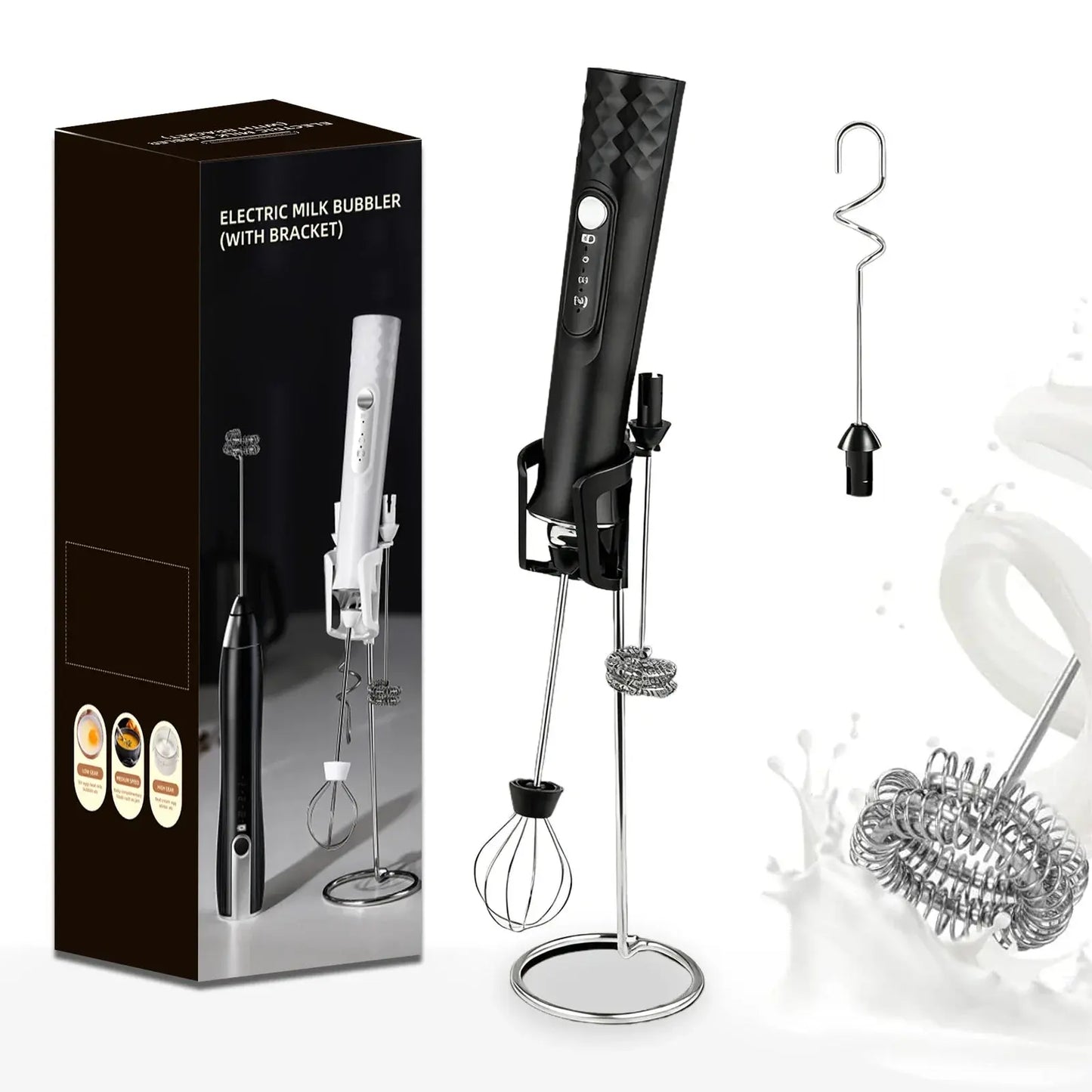 Milk Frother Wand Coffee Frother Handheld Foam Maker For Latte Rechargeable Electric Milk Hommart