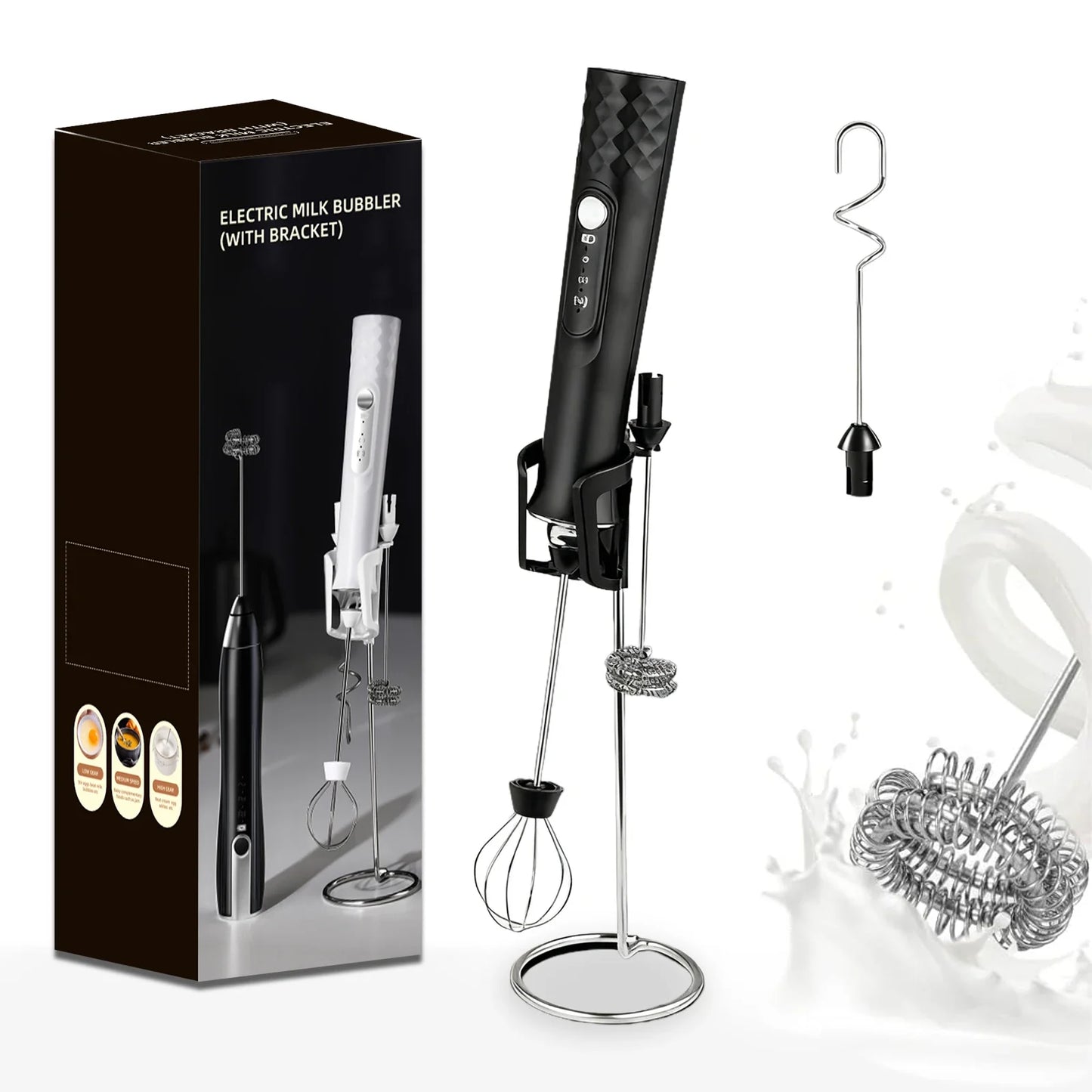 Milk Frother Wand Coffee Frother Handheld Foam Maker For Latte Rechargeable Electric Milk