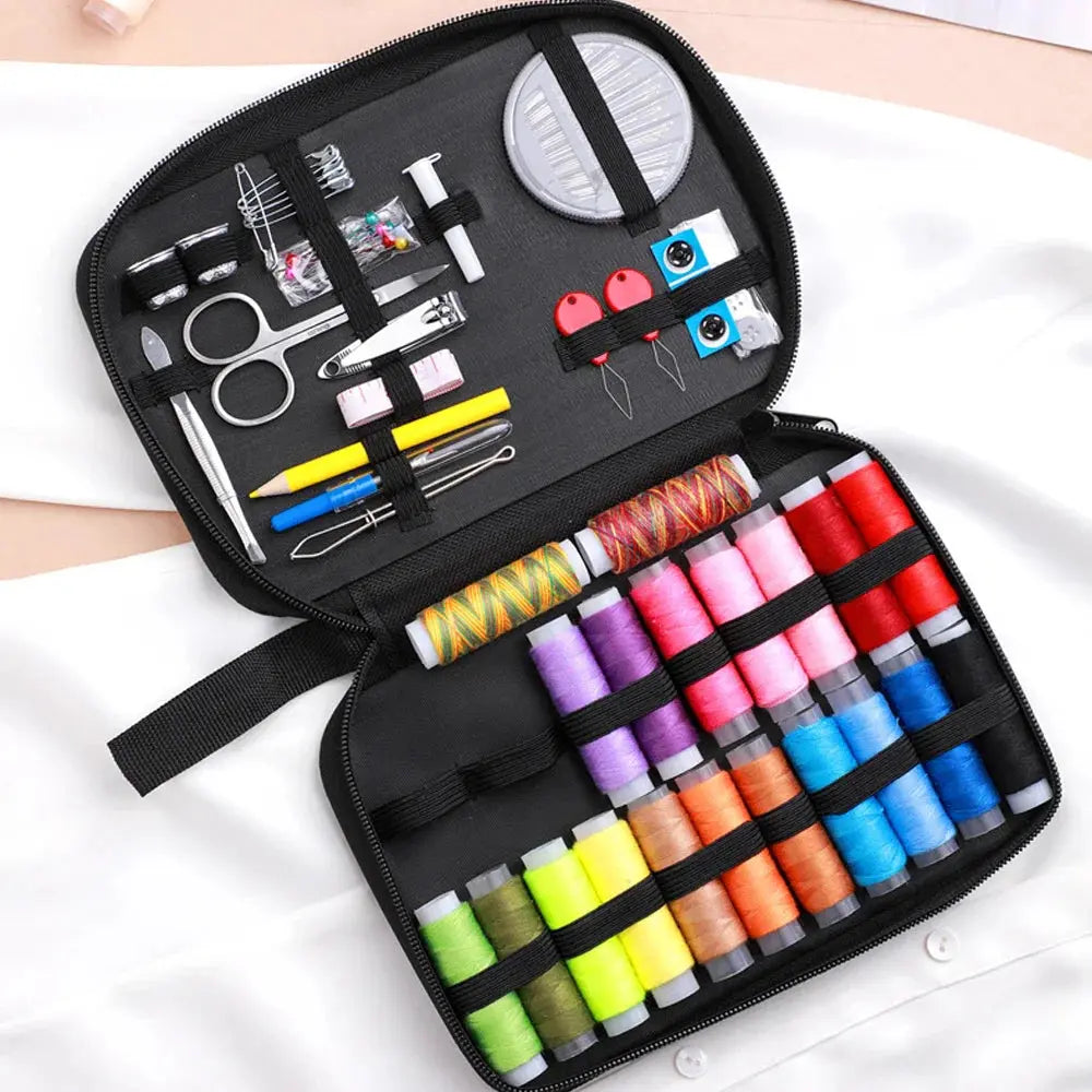 Sewing Kit Complete Set with Threads Needles Scissors Tape Measure Buttons and More Hommart