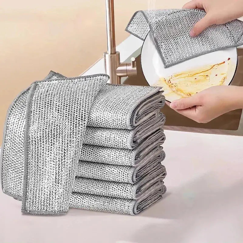 10 Pcs Magic Cleaning Cloth Double-sided Metal Steel Wire Rags Hommart