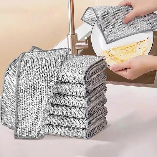 10 Pcs Magic Cleaning Cloth Double-sided Metal Steel Wire Rags Hommart