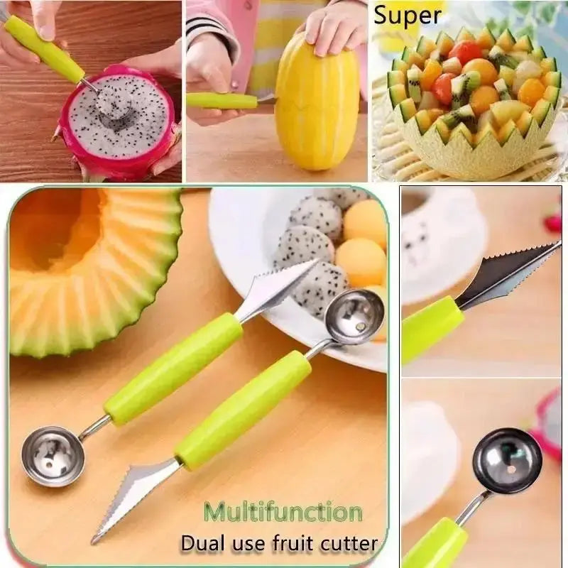 Stainless Steel Fruit Digger Cut Watermelon Artifact Ball Ice Cream Round Spoon Carving Knife Hommart