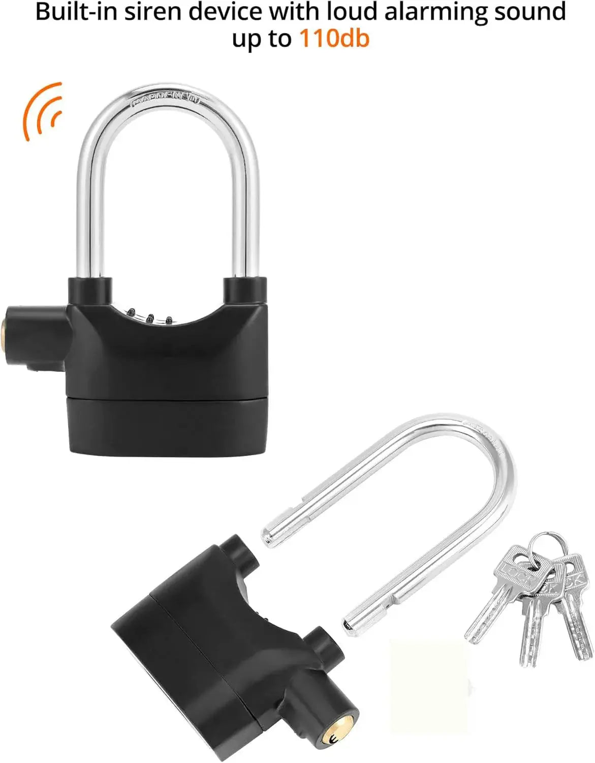 Alarm Lock, Universal 110db Alarm Padlock Hommart