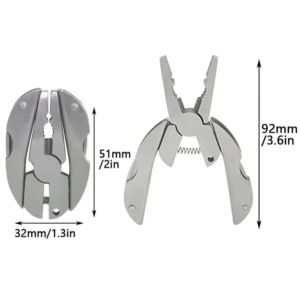 Stainless Steel Multi-Tool Pliers, Folding with Knife & Screwdriver, Portable Keychain Hommart