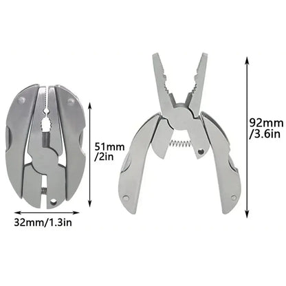 Stainless Steel Multi-Tool Pliers, Folding with Knife & Screwdriver, Portable Keychain Hommart