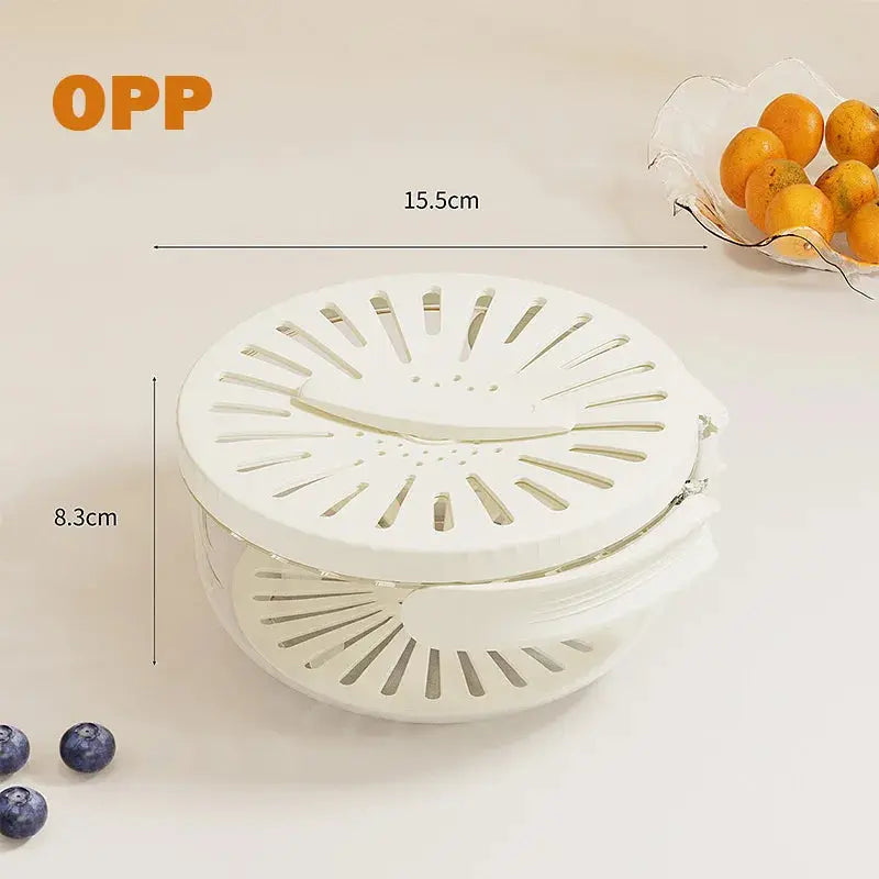 2-in-1 Rinse & Drain Bowl with Lid – Multi-Purpose Food Prep & Storage Container Hommart