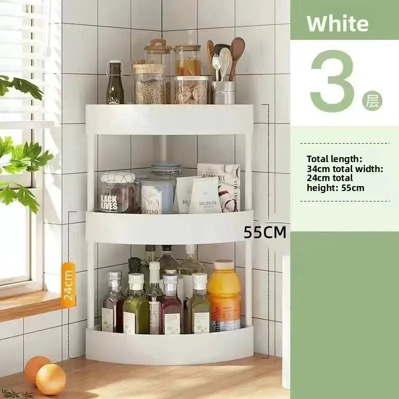 Bathroom Corner Storage Rack Triangle Plastic Stand Three Layers Floor-Mounted Toilet Organizer Hommart