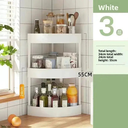 Bathroom Corner Storage Rack Triangle Plastic Stand Three Layers Floor-Mounted Toilet Organizer Hommart