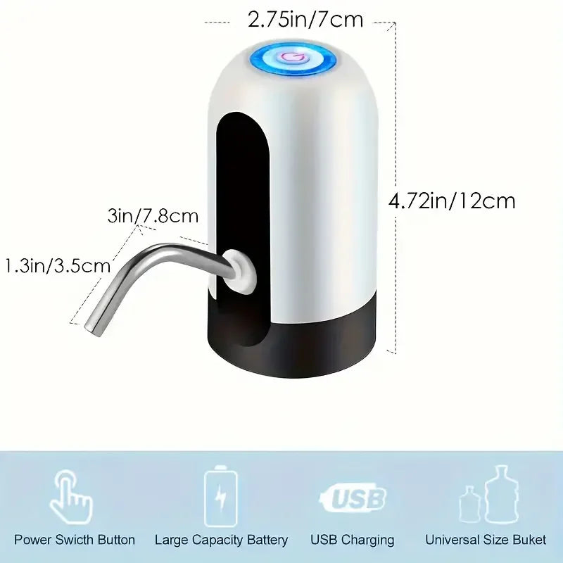 USB Rechargeable Electric Water Bottle Pump Automatic Drinking Water Dispenser with Power Switch