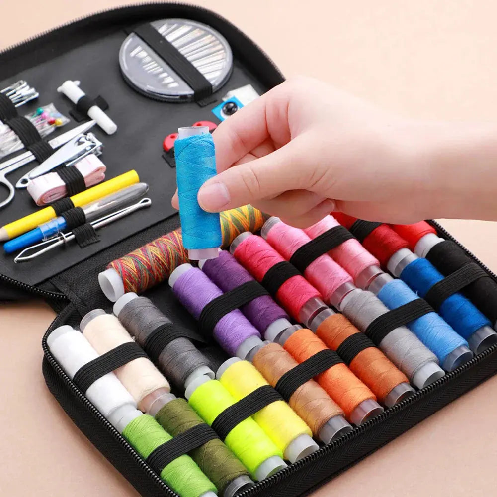 Sewing Kit Complete Set with Threads Needles Scissors Tape Measure Buttons and More Hommart