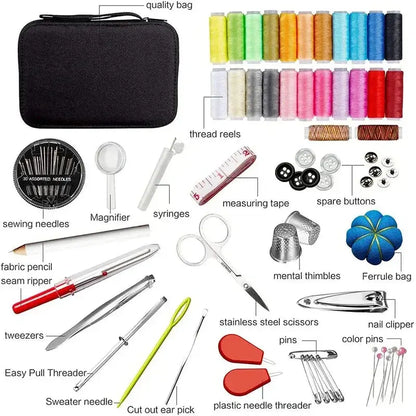 Sewing Kit Complete Set with Threads Needles Scissors Tape Measure Buttons and More Hommart