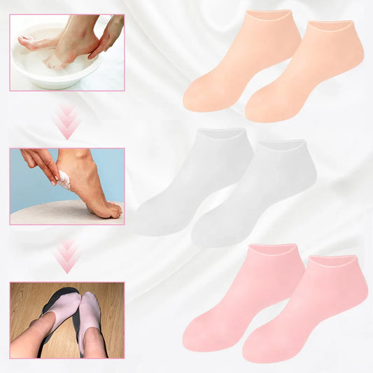 2 Pack Moisturizing Silicone Gel Socks for Dry Cracked Feet