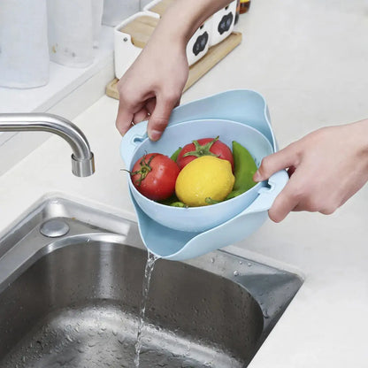 1Pcs Eco-Friendly Wheat Straw Double-Layer Colander Drain Basket Hommart