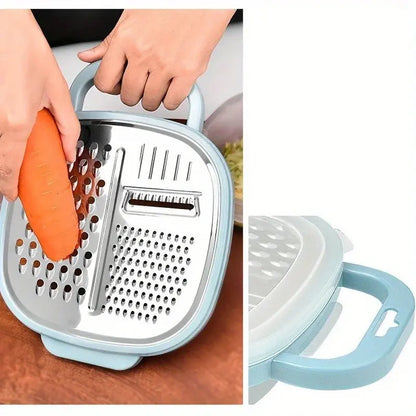 4-In-1 Multi Vegetable Grater with Case & Plastic Cover | Kitchen Slicer & Cheese Grater Tool Hommart