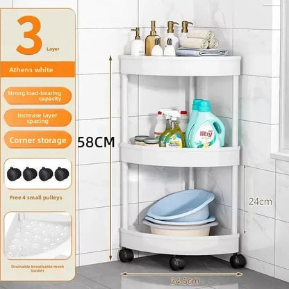 Bathroom Corner Storage Rack Triangle Plastic Stand Three Layers Floor-Mounted Toilet Organizer Hommart