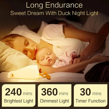 LED Duck Night Light Rechargeable Touch Silicone Cartoon Clap Hommart