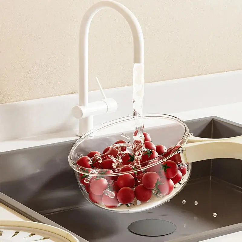 2-in-1 Rinse & Drain Bowl with Lid – Multi-Purpose Food Prep & Storage Container Hommart