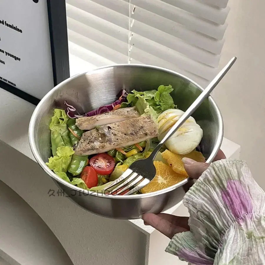 Stainless Steel Gold And Silver Salad Bowl Rice Noodles Lamian Noodles Bowl Hommart