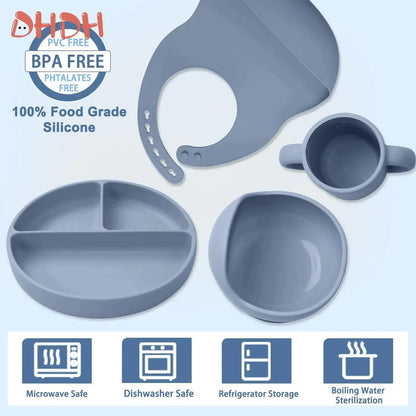 Silicone Baby Feeding Set Tableware Baby Food Dish Hommart